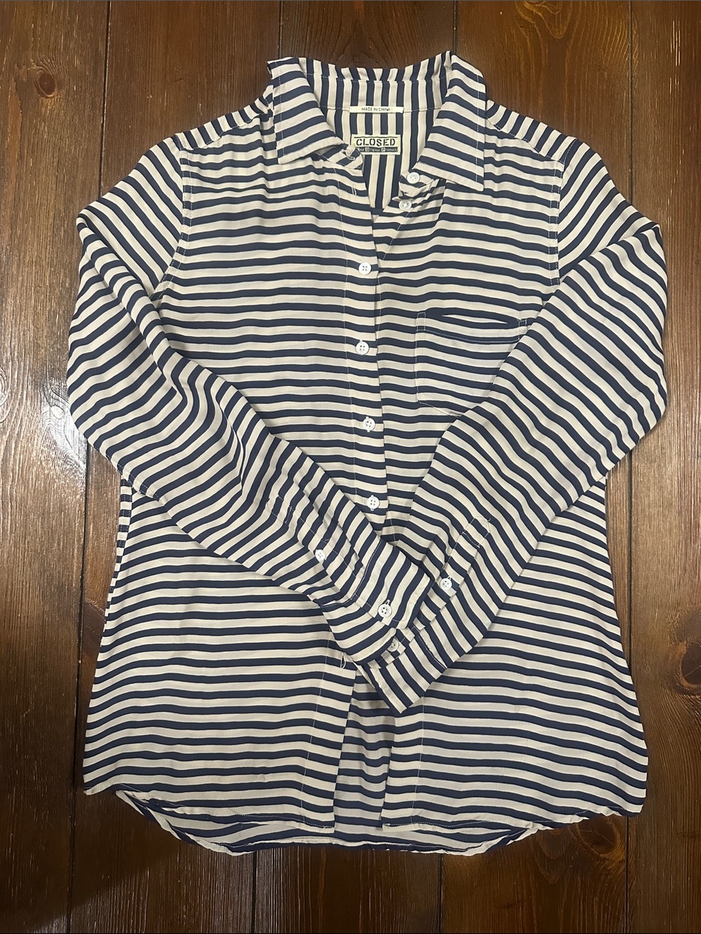 CLOSED Dark Navy & White Striped Button-Front Shirt